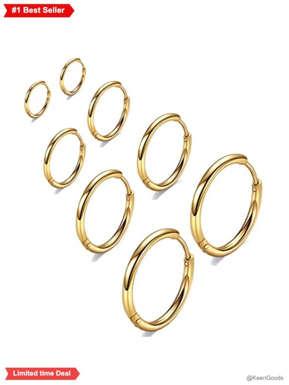 14K Gold Plated Stainless Steel Huggie Hoop Earrings Hypoallergenic Cartilage